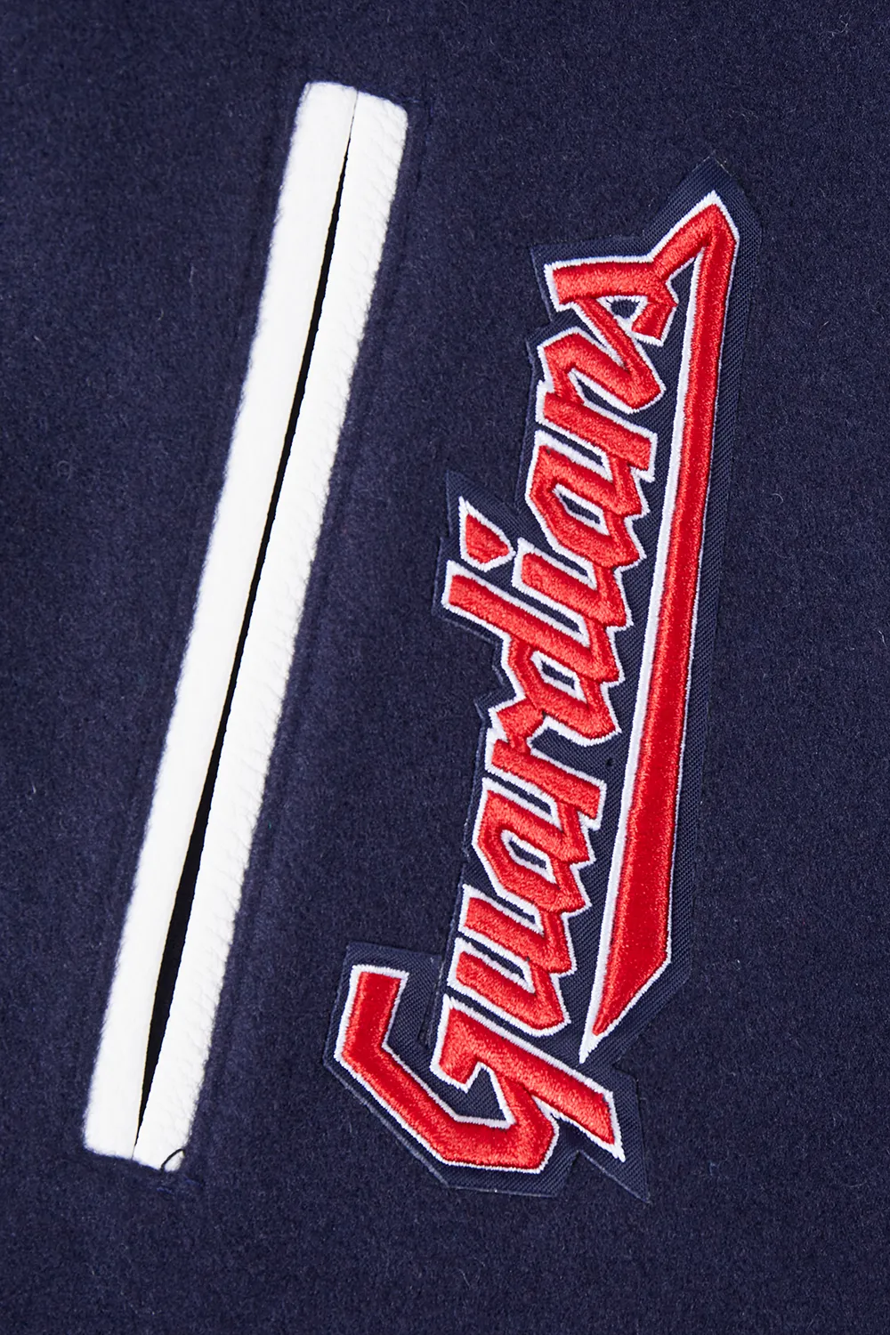 MLB CLEVELAND GUARDIANS RETRO CLASSIC WOMEN'S RIB WOOL VARSITY JACKET (EGGSHELL/MIDNIGHT NAVY)