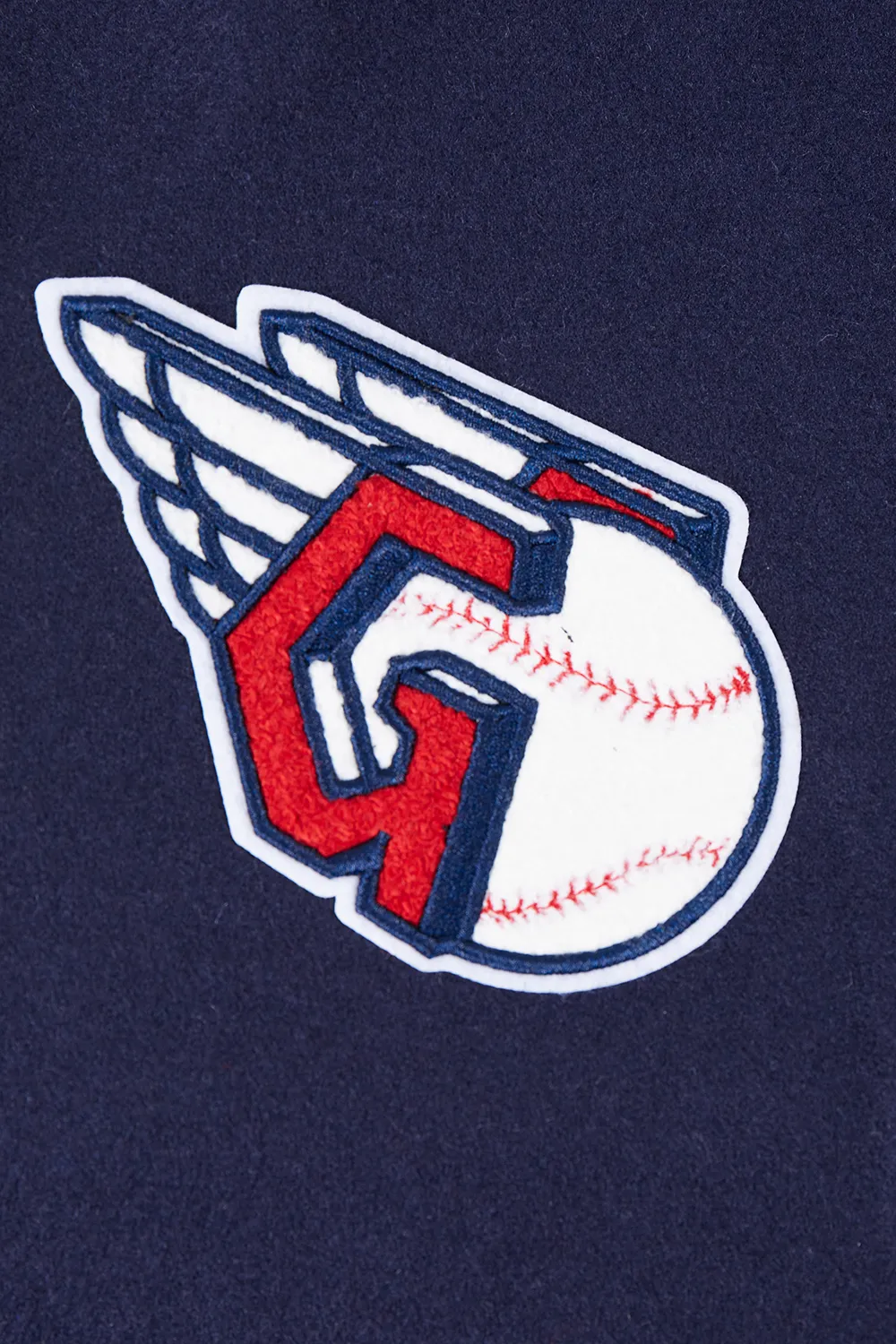 MLB CLEVELAND GUARDIANS RETRO CLASSIC WOMEN'S RIB WOOL VARSITY JACKET (EGGSHELL/MIDNIGHT NAVY)