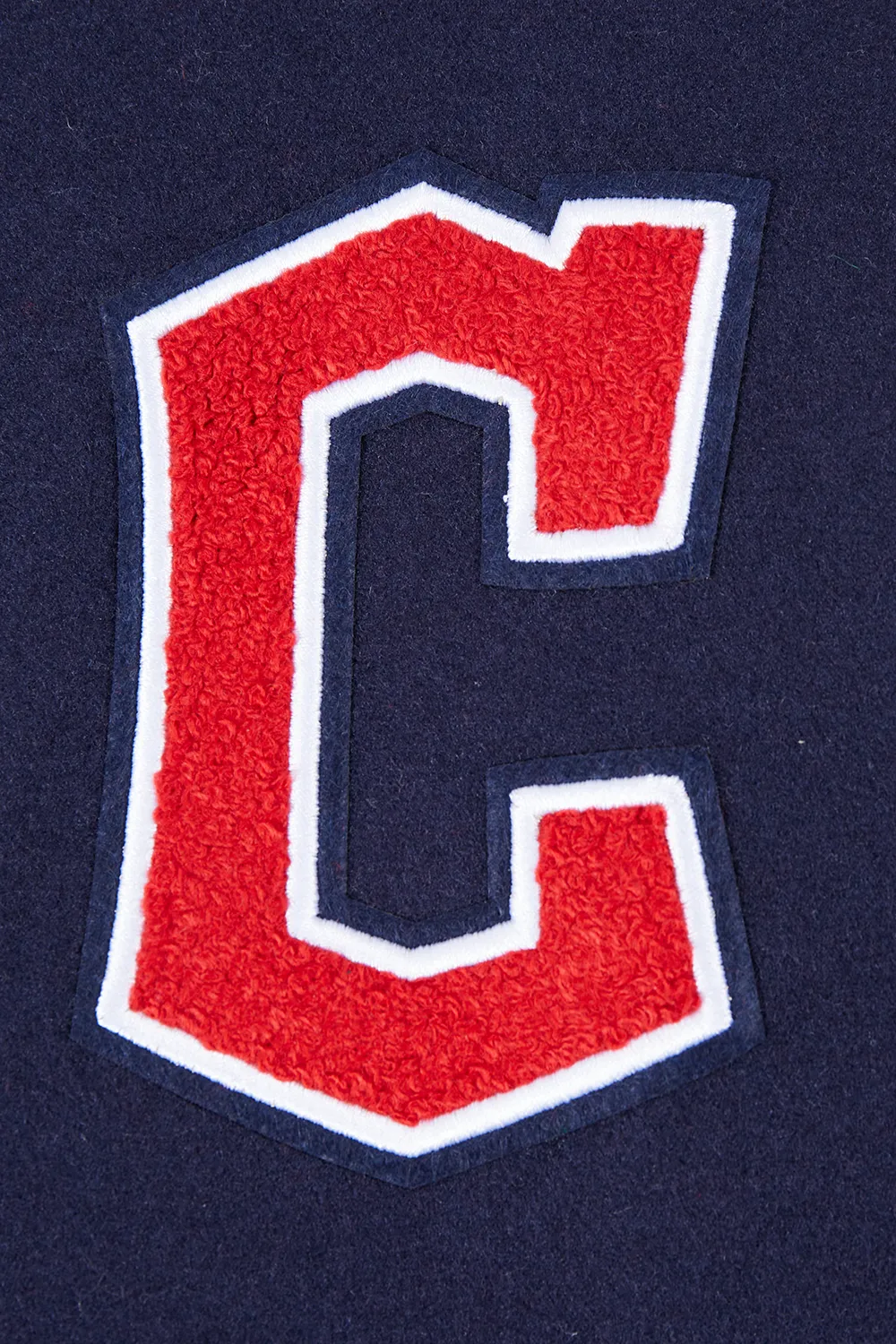 MLB CLEVELAND GUARDIANS RETRO CLASSIC WOMEN'S RIB WOOL VARSITY JACKET (EGGSHELL/MIDNIGHT NAVY)