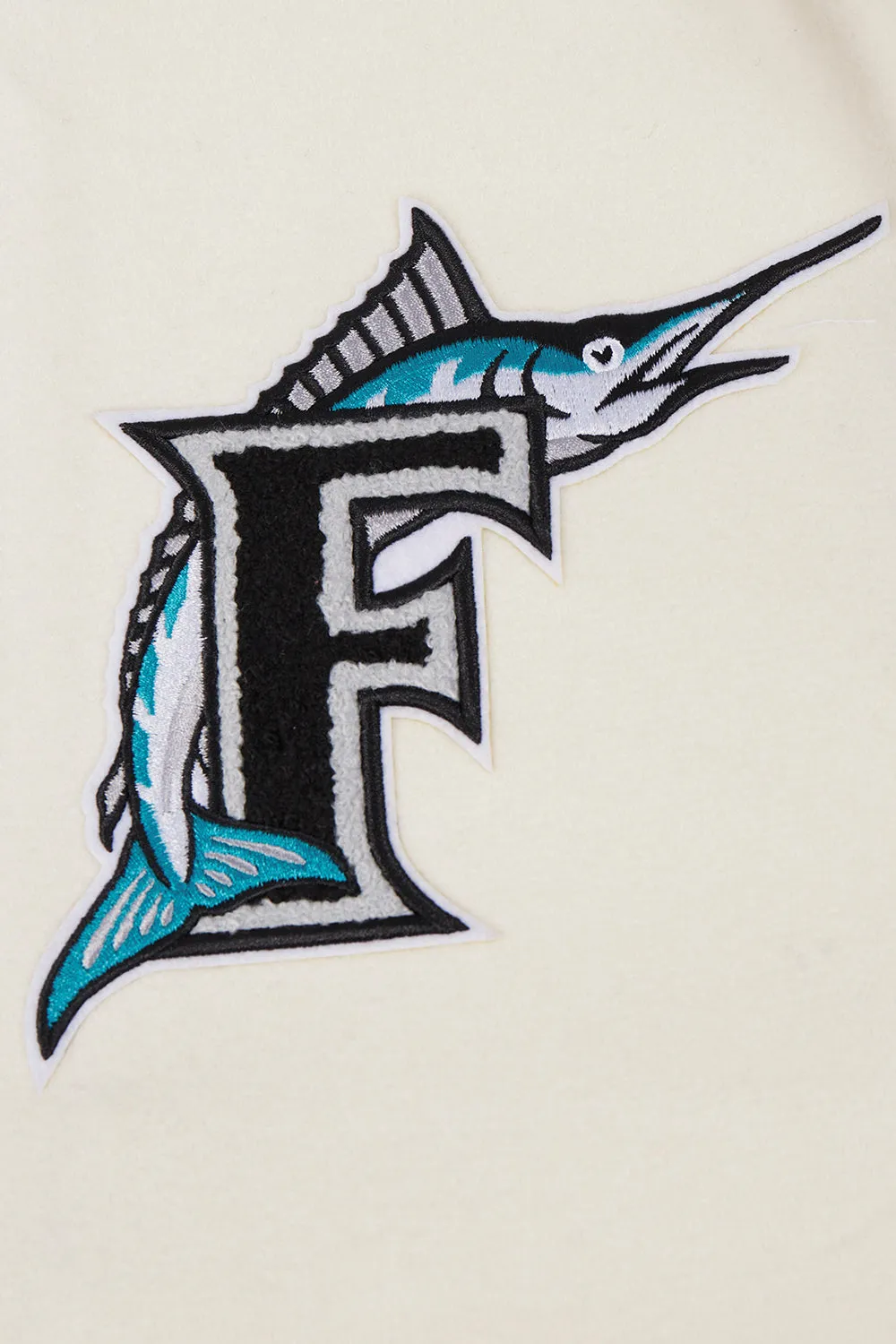 MLB FLORIDA MARLINS RETRO CLASSIC MEN'S RIB WOOL VARSITY JACKET (EGGSHELL/BLACK)