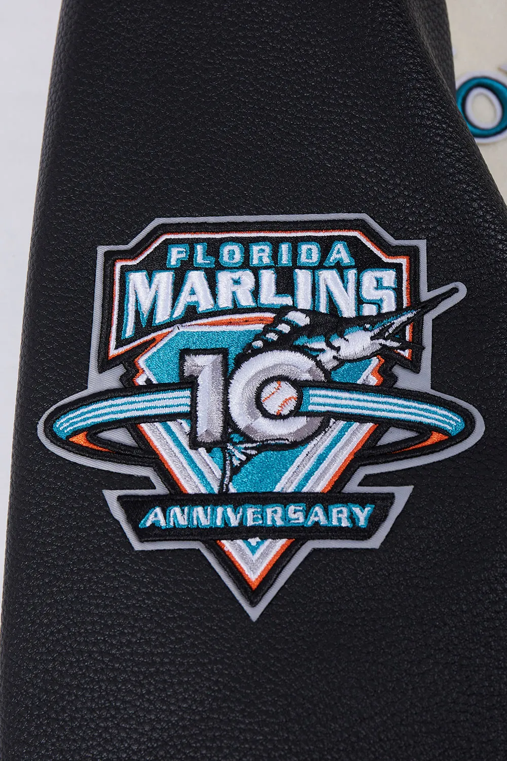 MLB FLORIDA MARLINS RETRO CLASSIC MEN'S RIB WOOL VARSITY JACKET (EGGSHELL/BLACK)