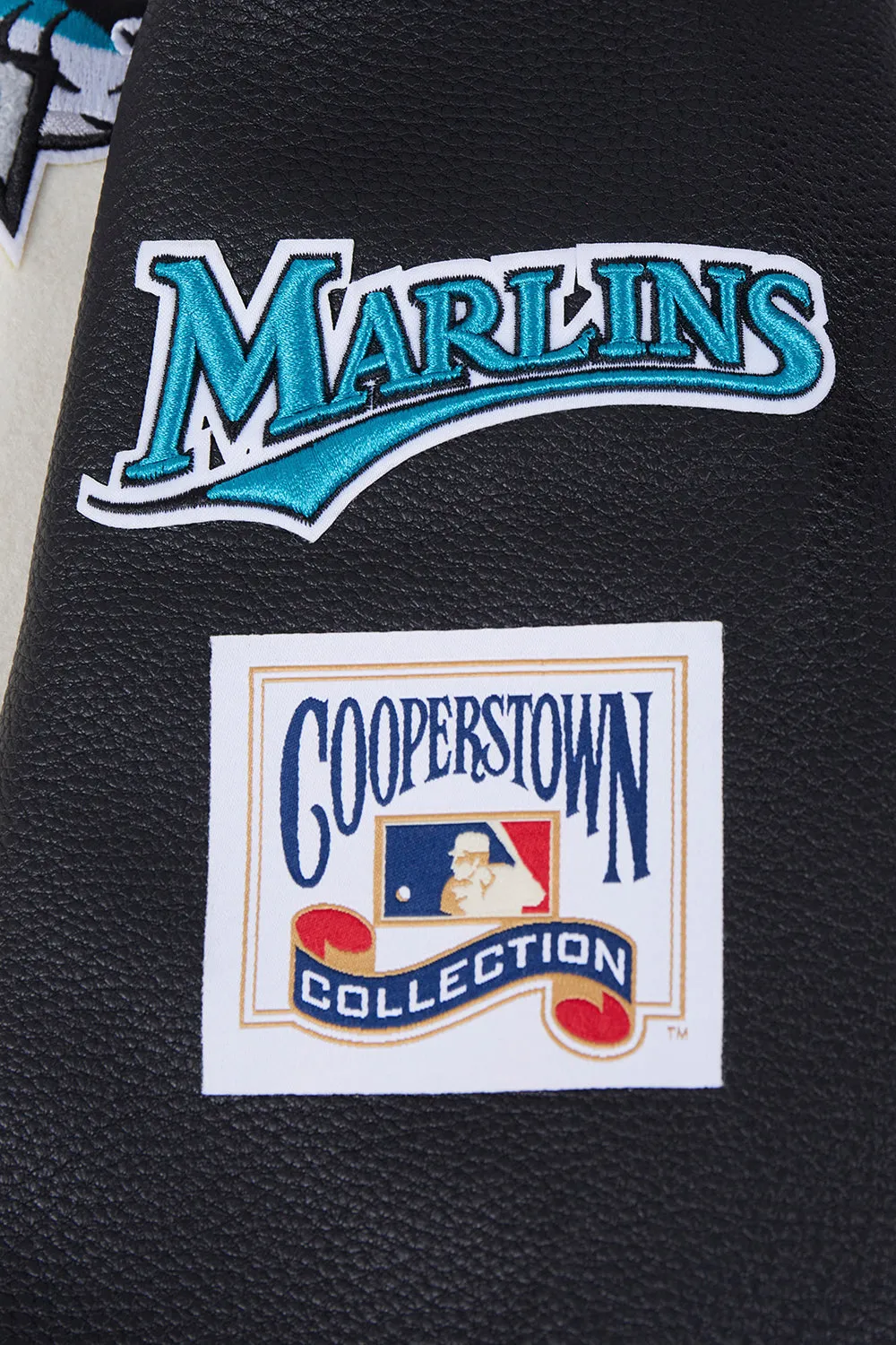 MLB FLORIDA MARLINS RETRO CLASSIC MEN'S RIB WOOL VARSITY JACKET (EGGSHELL/BLACK)