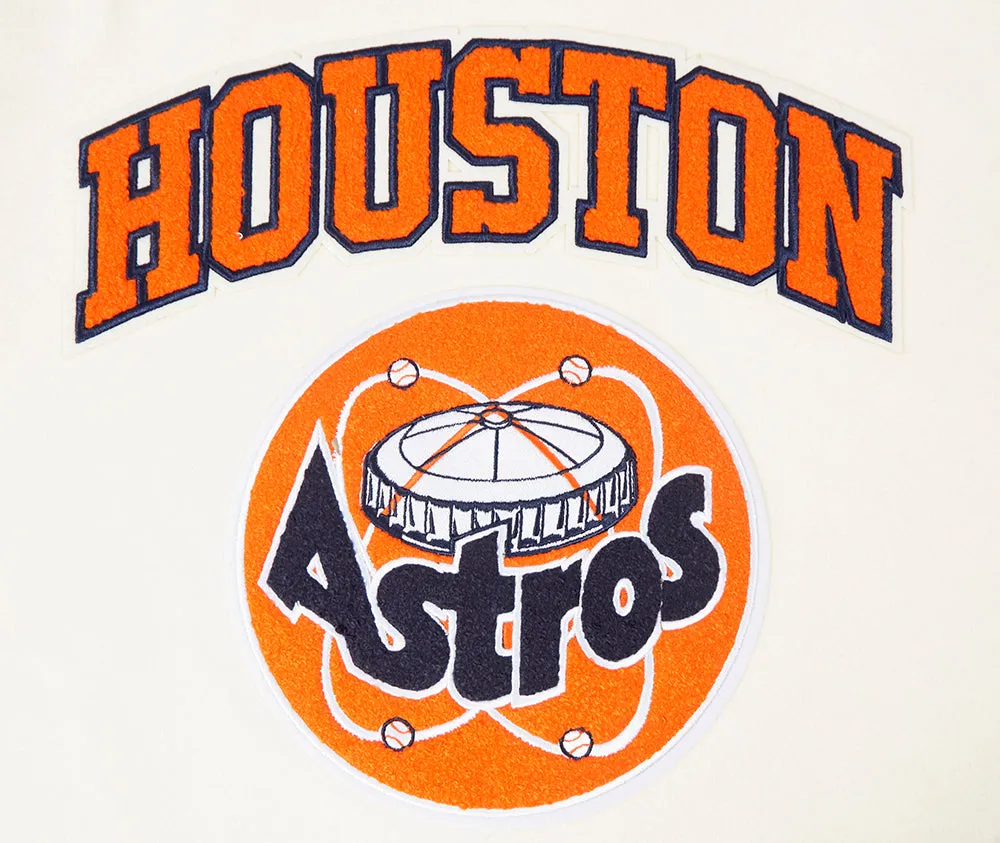 MLB HOUSTON ASTROS RETRO CLASSIC WOMEN'S RIB WOOL VARSITY JACKET (EGGSHELL/ MIDNIGHT NAVY)