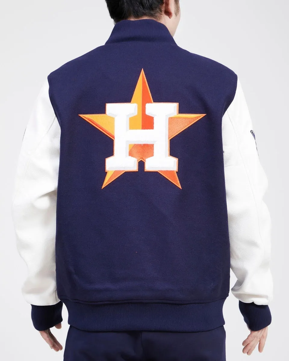 MLB HOUSTON ASTROS RETRO HOMETOWN WOOL MEN'S VARSITY JACKET (MIDNIGHT NAVY/WHITE)