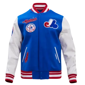 MLB MONTREAL EXPOS RETRO CLASSIC MEN'S RIB WOOL VARSITY JACKET (ROYAL BLUE/RED)