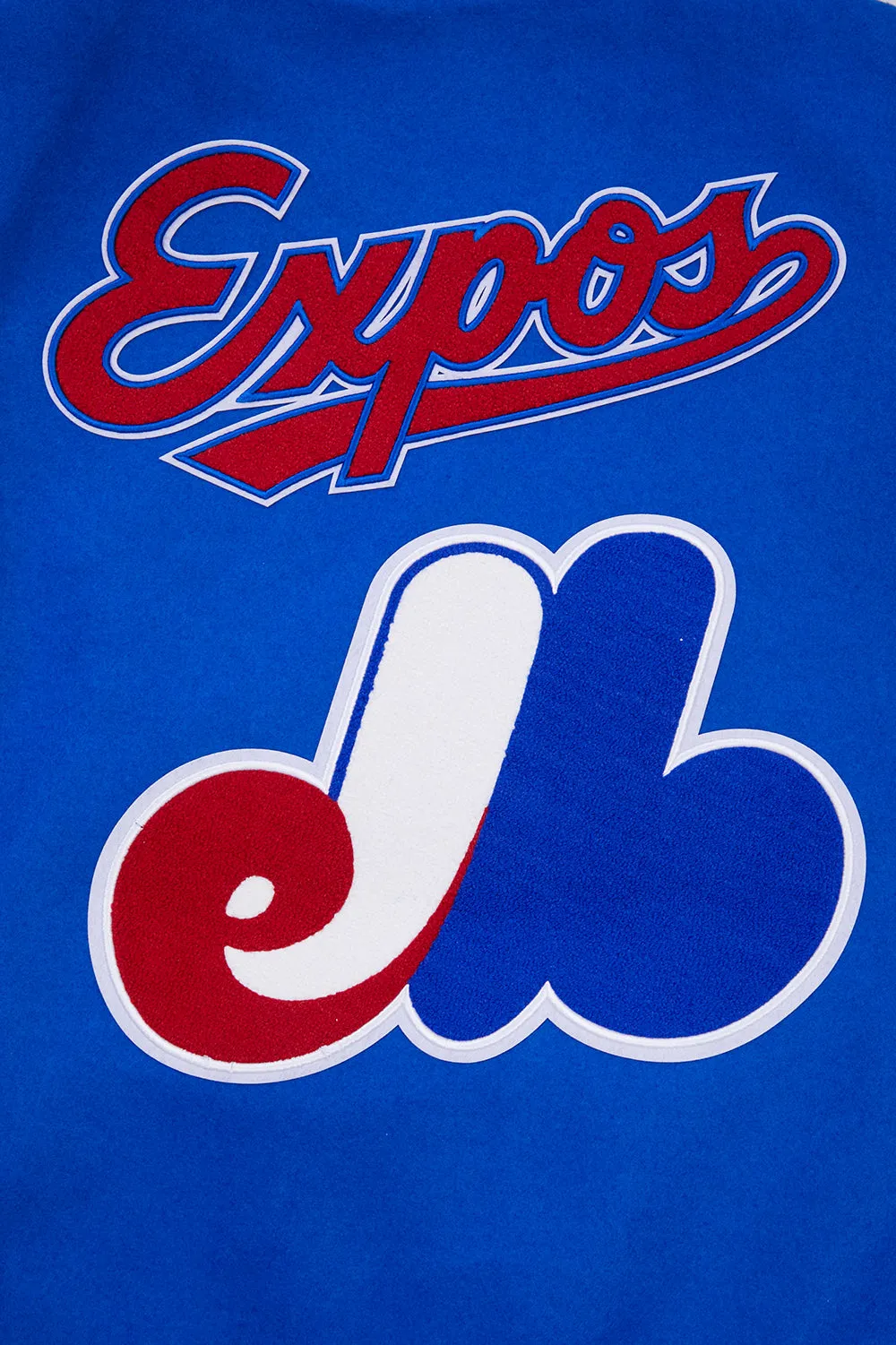 MLB MONTREAL EXPOS RETRO CLASSIC MEN'S RIB WOOL VARSITY JACKET (ROYAL BLUE/RED)