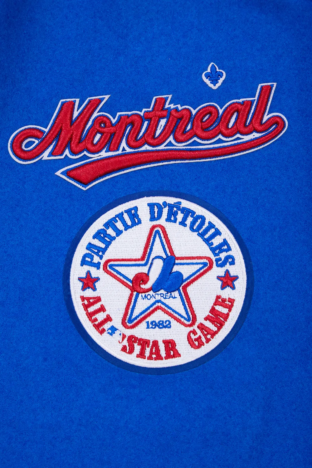 MLB MONTREAL EXPOS RETRO CLASSIC MEN'S RIB WOOL VARSITY JACKET (ROYAL BLUE/RED)