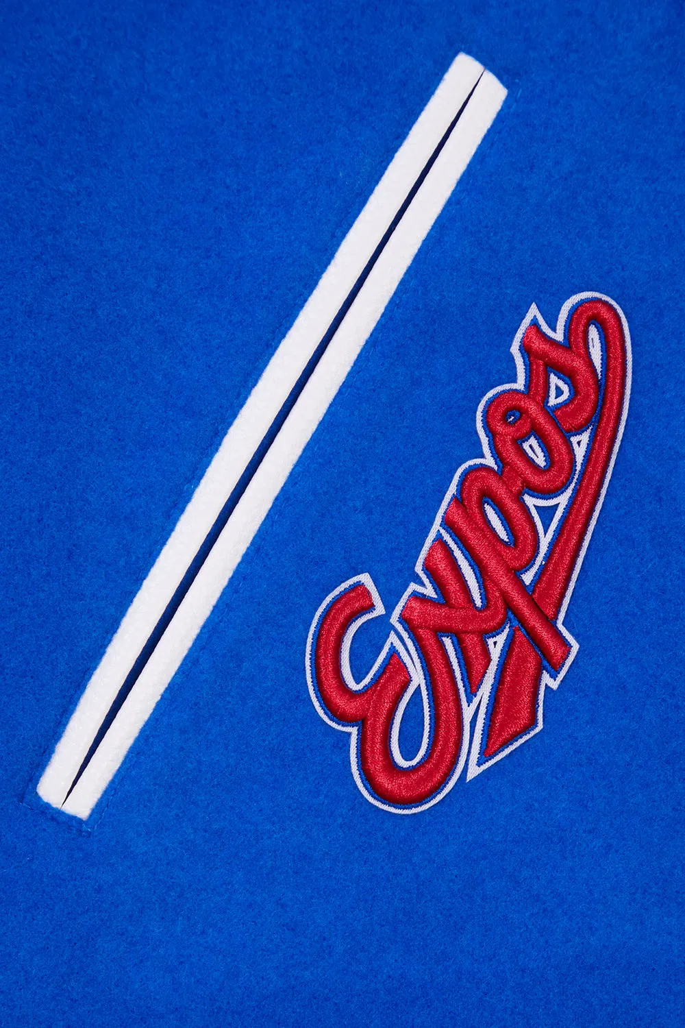 MLB MONTREAL EXPOS RETRO CLASSIC MEN'S RIB WOOL VARSITY JACKET (ROYAL BLUE/RED)