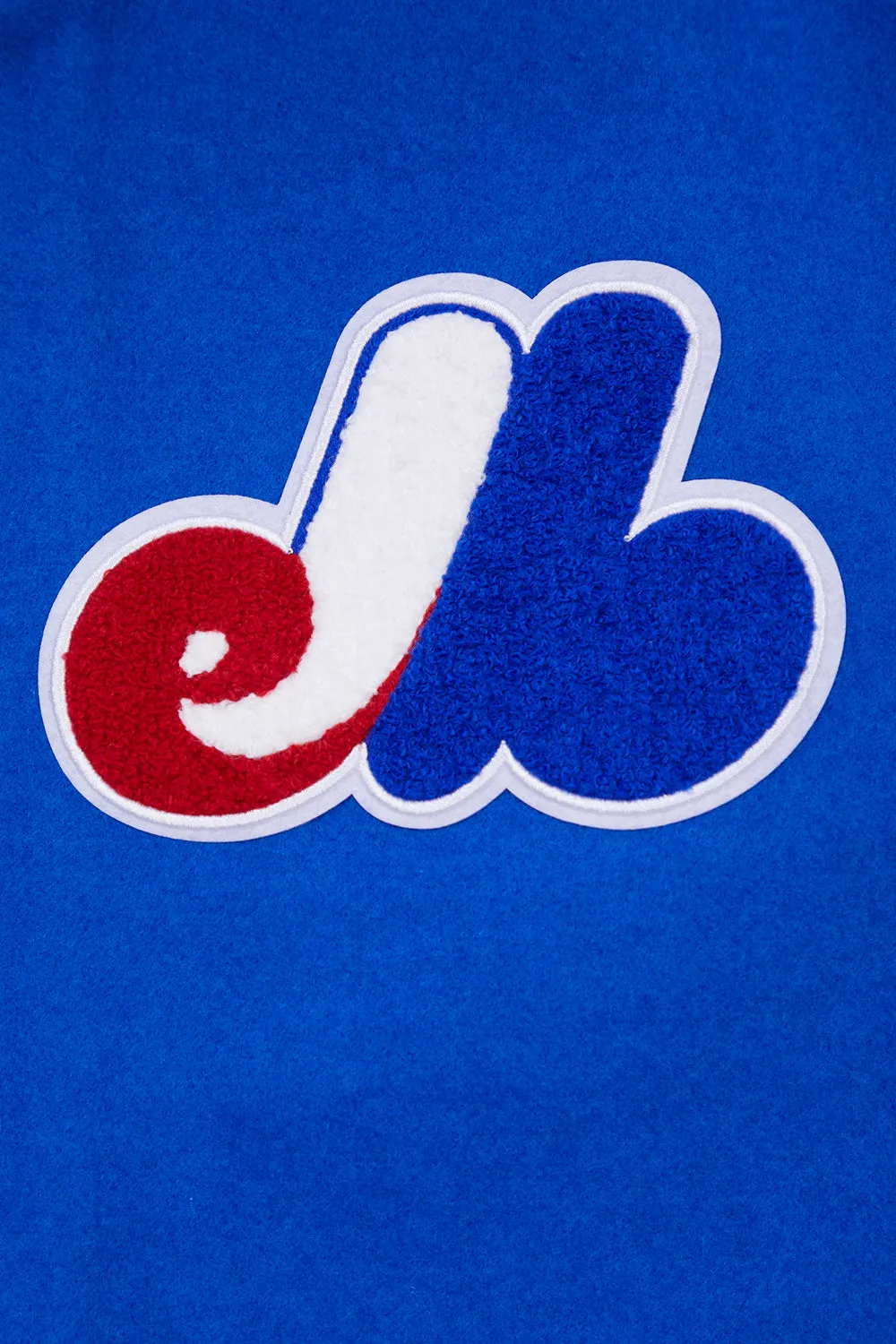 MLB MONTREAL EXPOS RETRO CLASSIC MEN'S RIB WOOL VARSITY JACKET (ROYAL BLUE/RED)