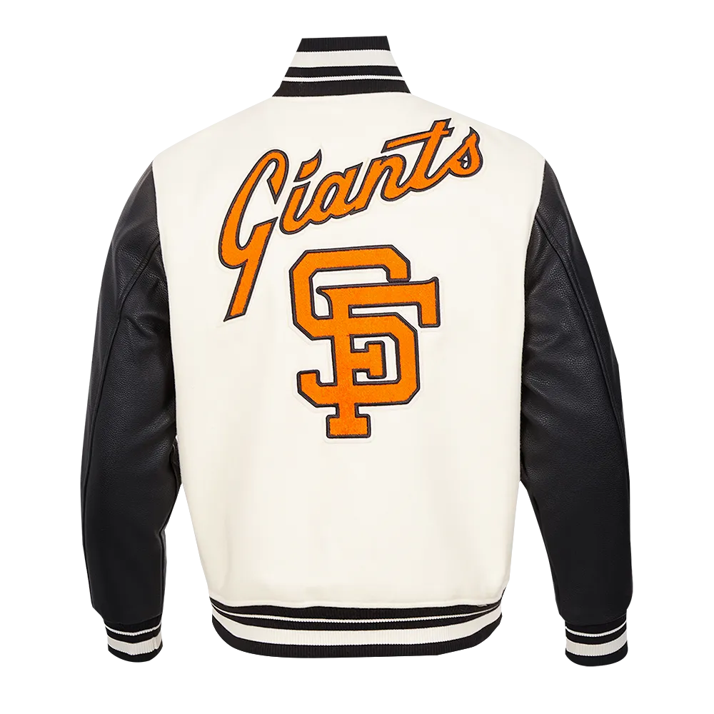 MLB SAN FRANCISCO GIANTS RETRO CLASSIC MEN'S RIB WOOL VARSITY JACKET (EGGSHELL/ BLACK)