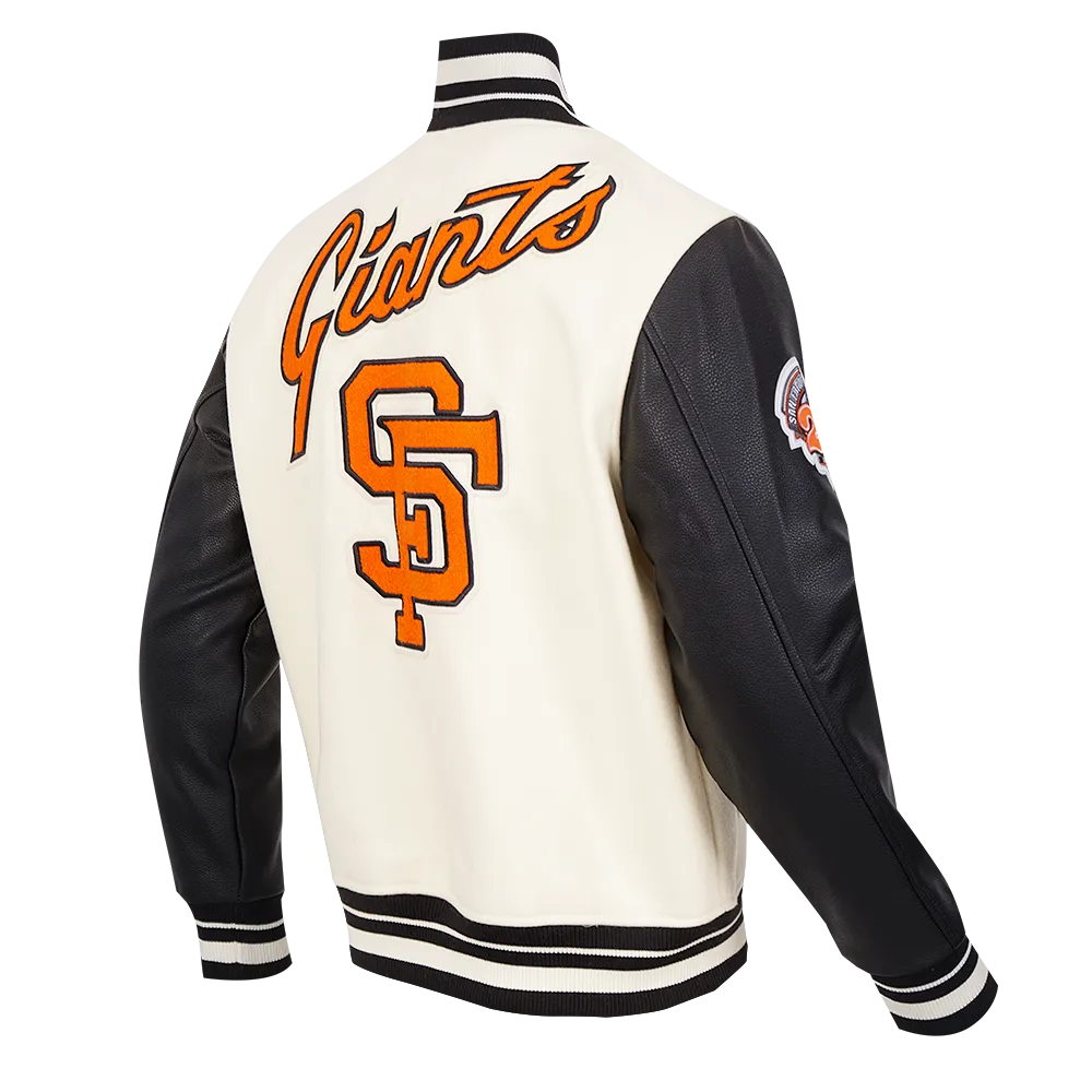 MLB SAN FRANCISCO GIANTS RETRO CLASSIC MEN'S RIB WOOL VARSITY JACKET (EGGSHELL/ BLACK)