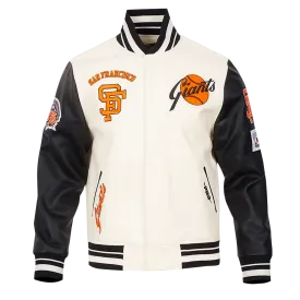 MLB SAN FRANCISCO GIANTS RETRO CLASSIC MEN'S RIB WOOL VARSITY JACKET (EGGSHELL/ BLACK)