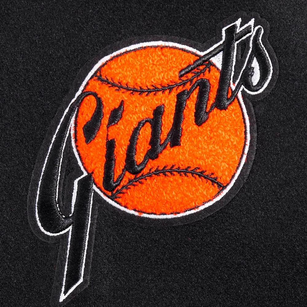 MLB SAN FRANCISCO GIANTS RETRO CLASSIC WOMEN'S RIB WOOL VARSITY JACKET (BLACK/ORANGE)