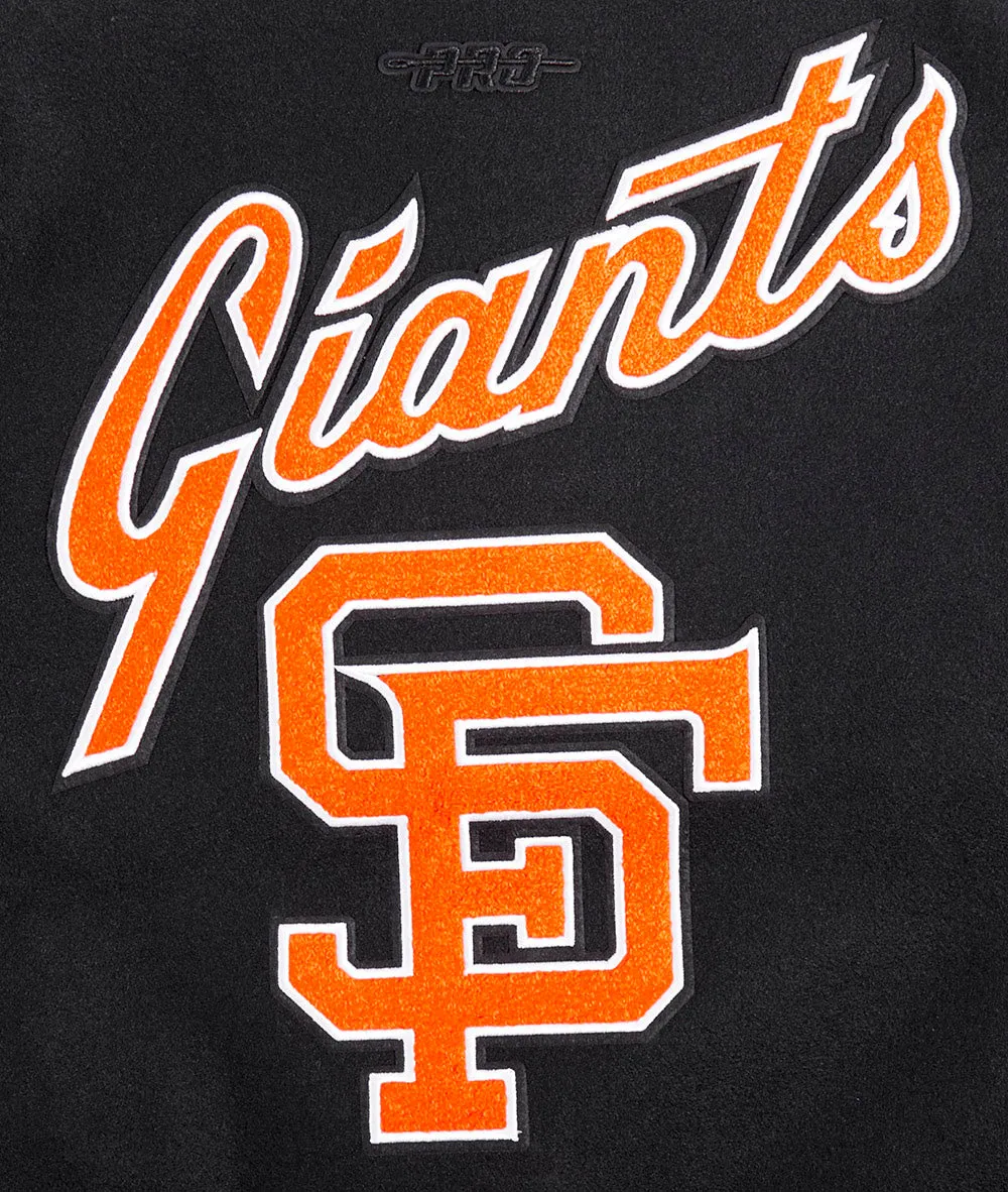 MLB SAN FRANCISCO GIANTS RETRO CLASSIC WOMEN'S RIB WOOL VARSITY JACKET (BLACK/ORANGE)