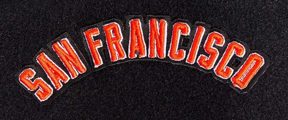 MLB SAN FRANCISCO GIANTS RETRO CLASSIC WOMEN'S RIB WOOL VARSITY JACKET (BLACK/ORANGE)