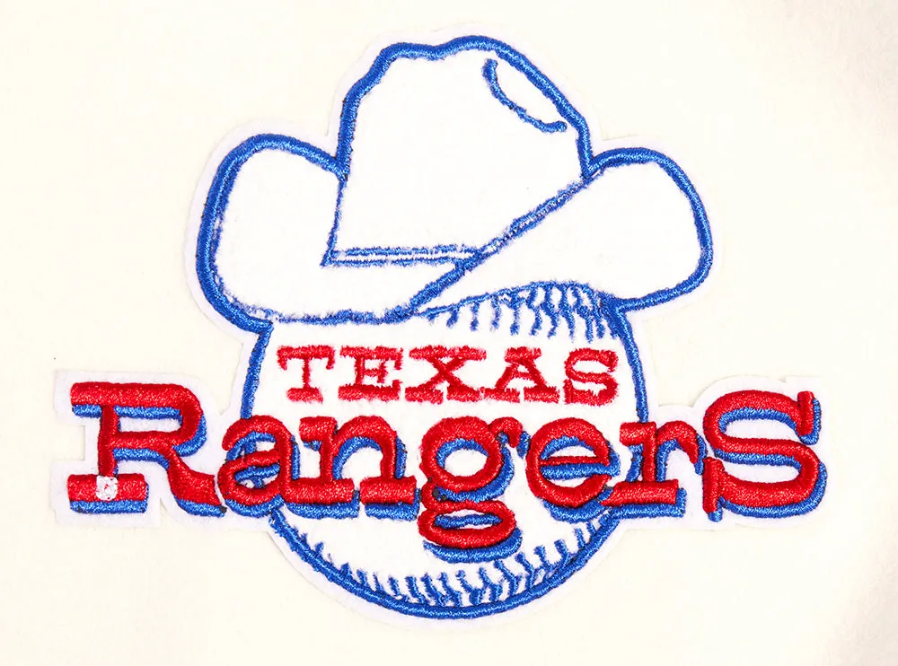 MLB TEXAS RANGERS RETRO CLASSIC WOMEN'S RIB WOOL VARSITY JACKET (EGGSHELL/ROYAL BLUE)