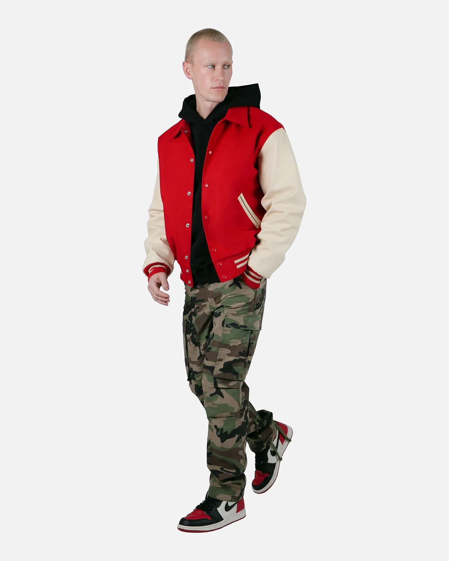 MNML Collared Varsity Jacket Red/White