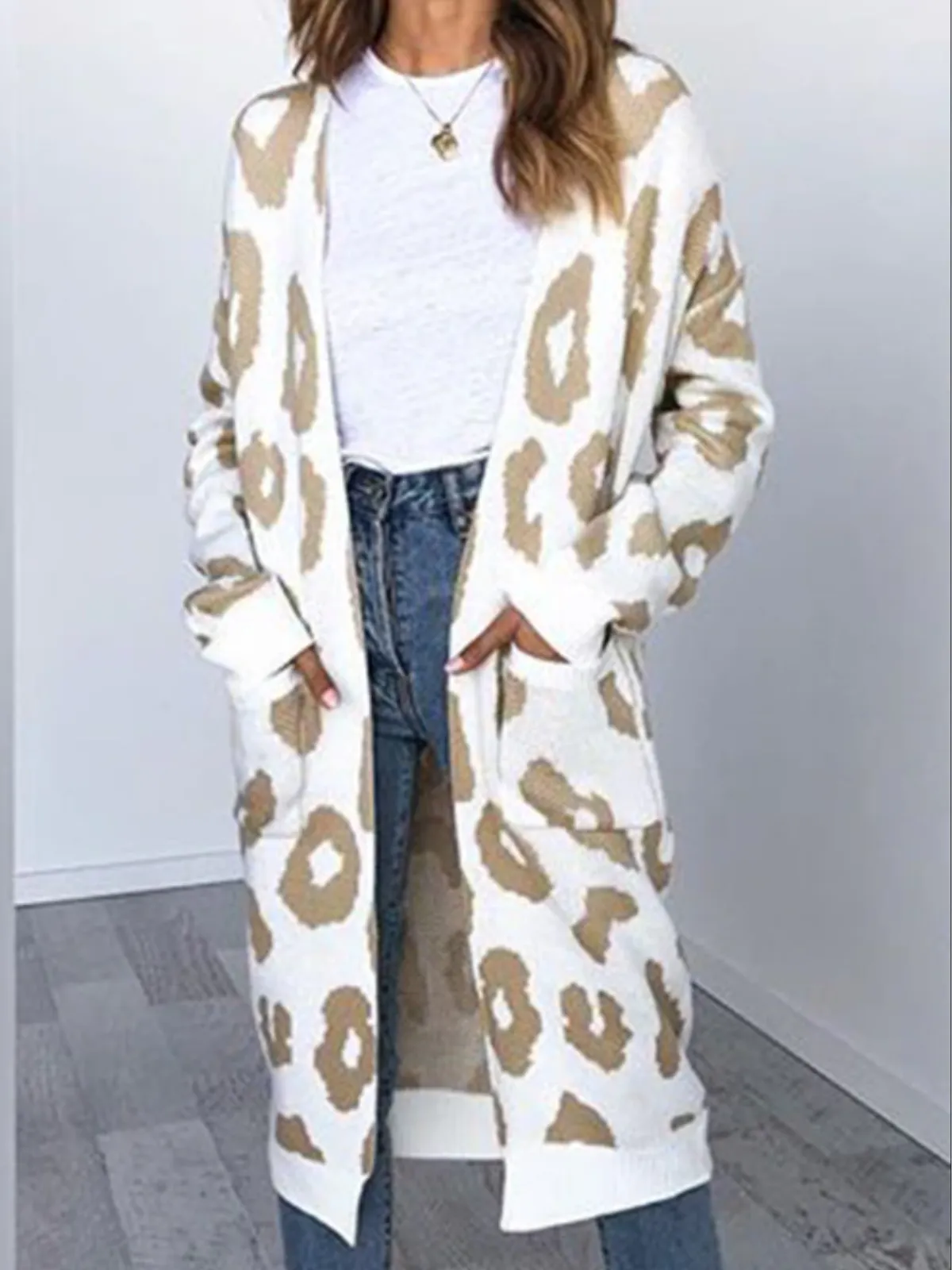 Mommy and Me Leopard Print Knitted Long Cardigan
