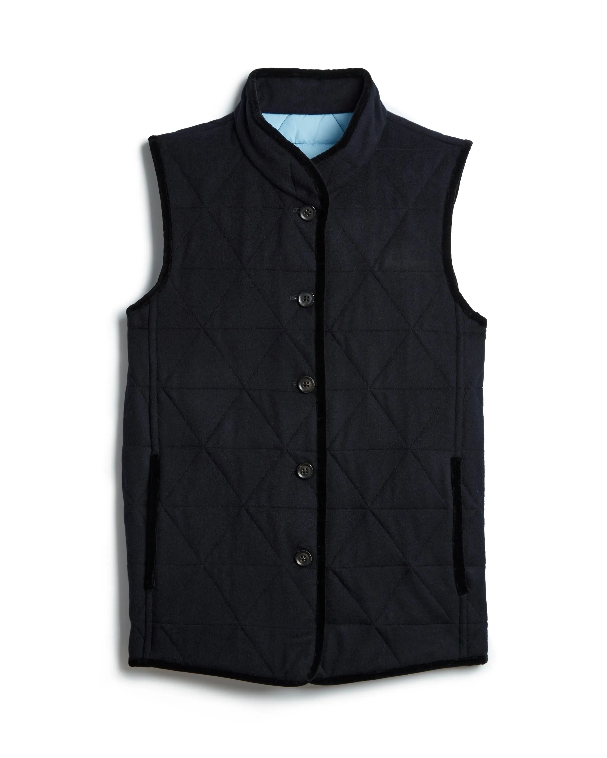 Navy Cashmere blend quilted vest