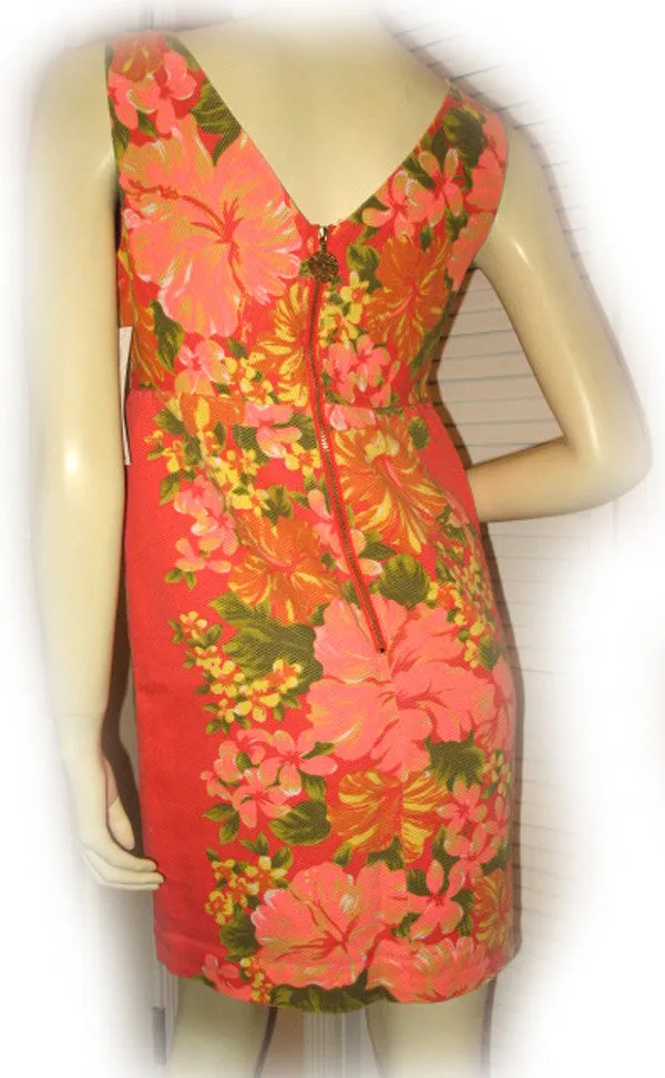 NEW NWT ORANGE Hawaiian Floral Hibiscus Flowers Sleeveless MINI DRESS Summer M 7