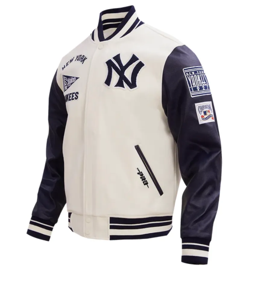New York Yankees Creme and Navy Varsity Jacket