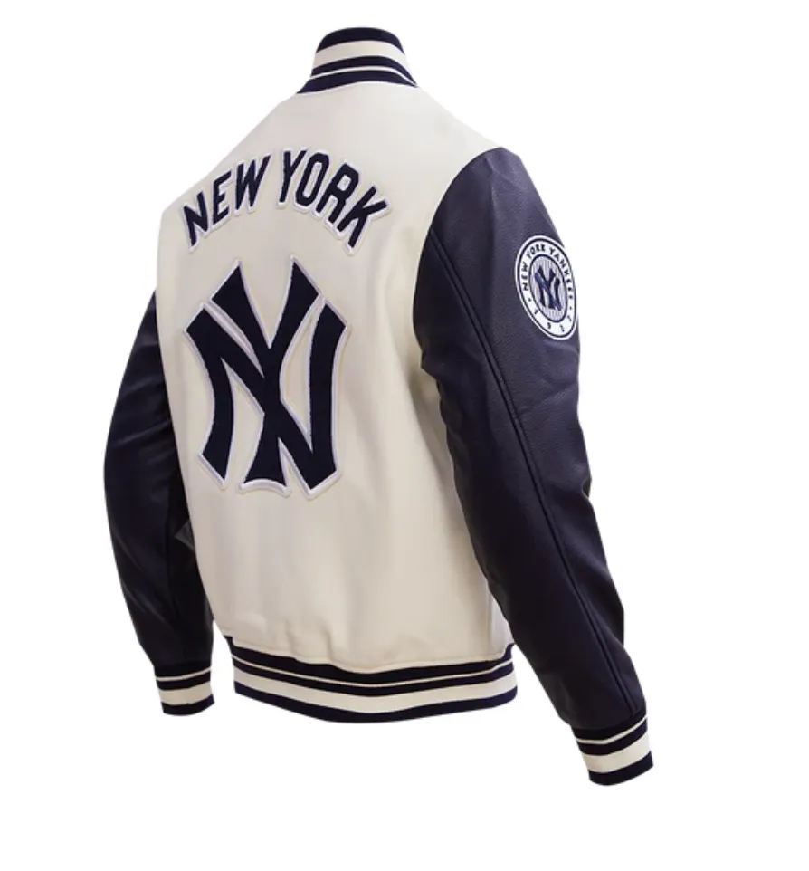 New York Yankees Creme and Navy Varsity Jacket