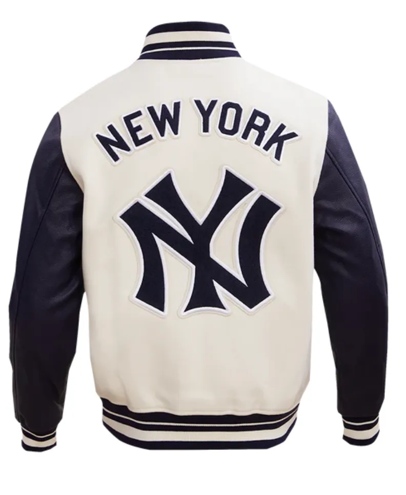 New York Yankees Creme and Navy Varsity Jacket