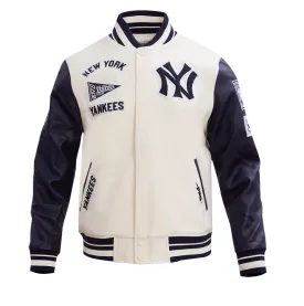 New York Yankees Creme and Navy Varsity Jacket