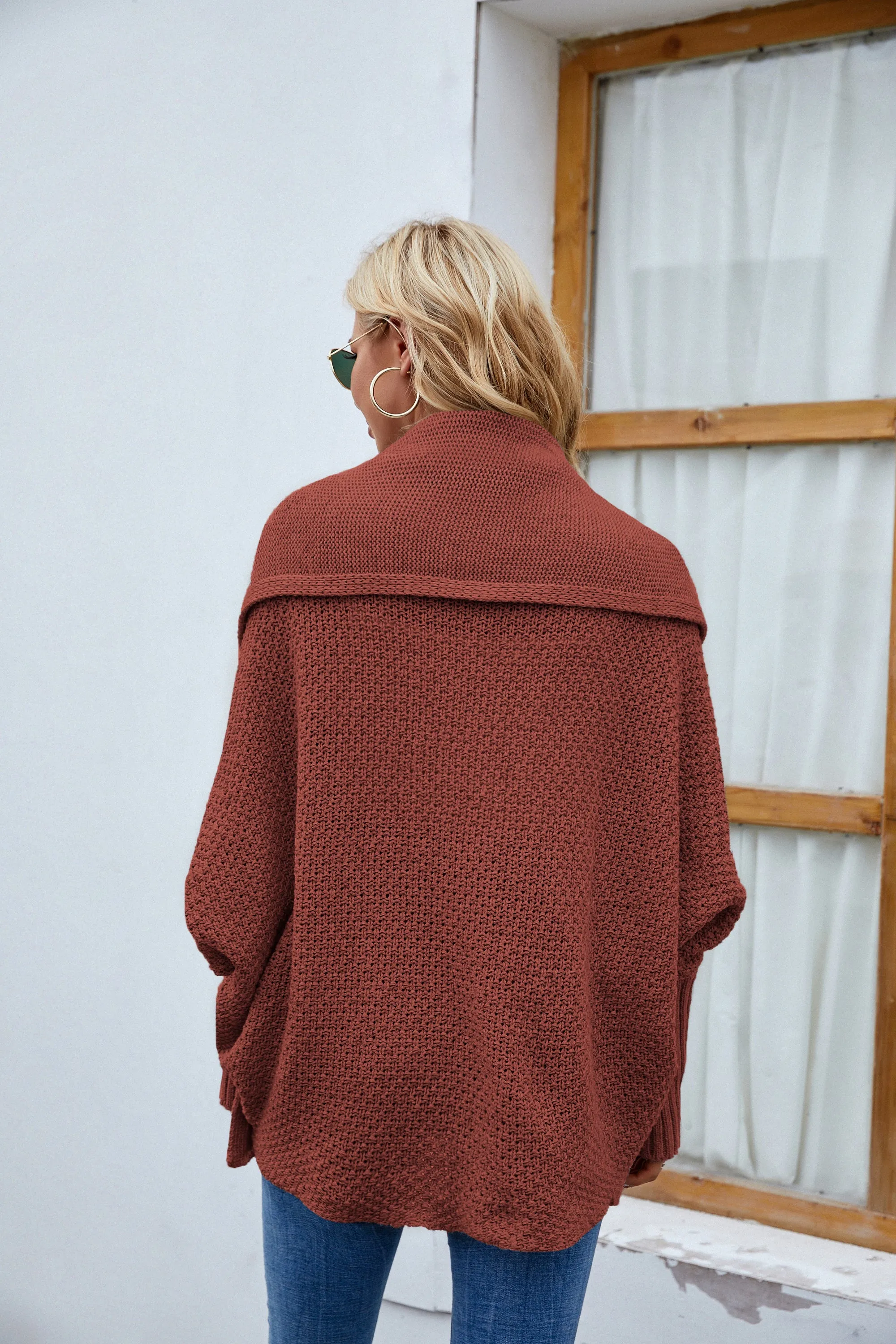 Open Front Long Sleeve Irregular Knitted Cardigan