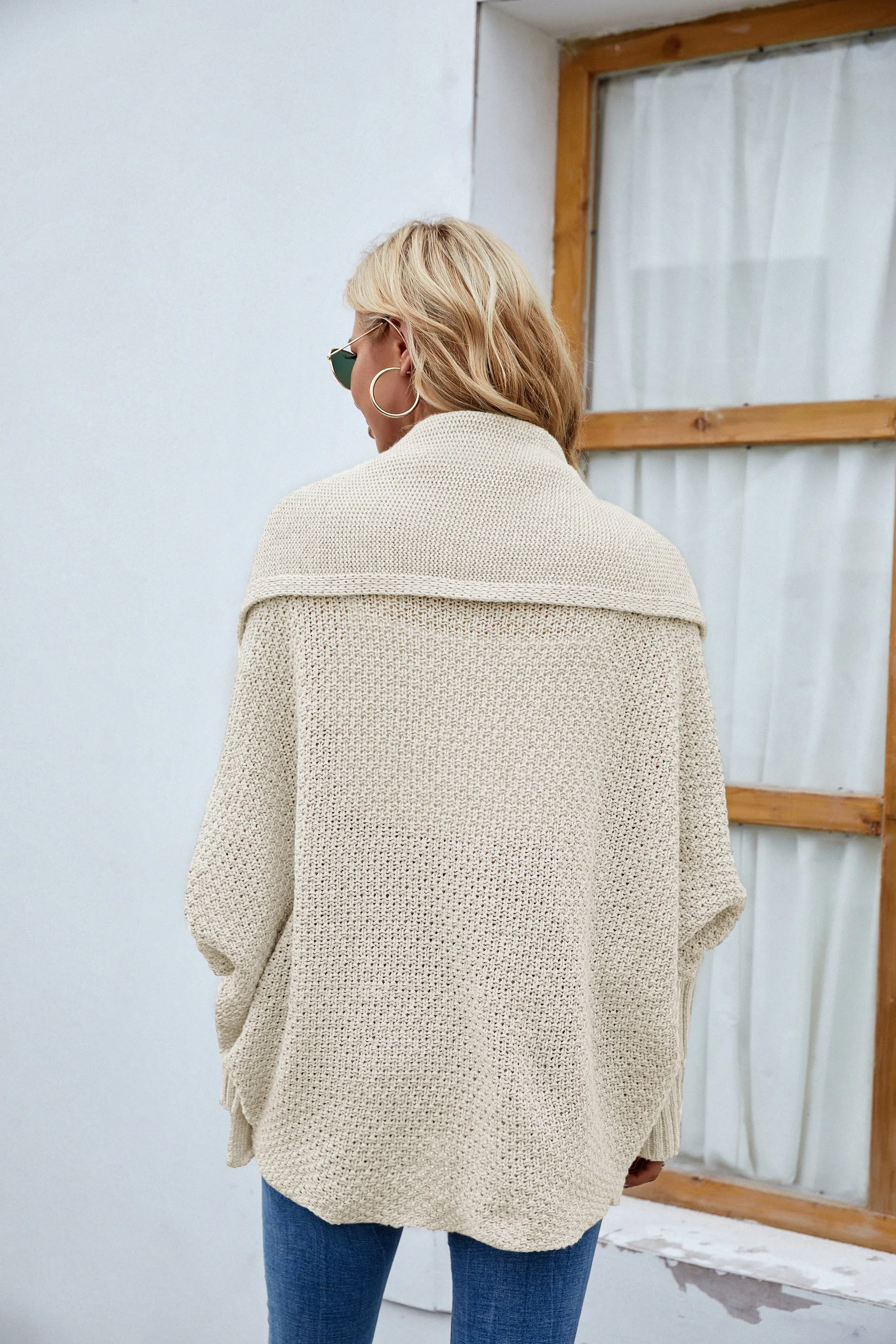 Open Front Long Sleeve Irregular Knitted Cardigan