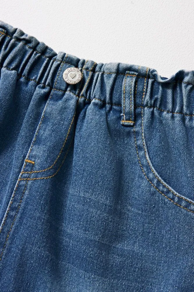 Paperbag Denim Skirt Blue