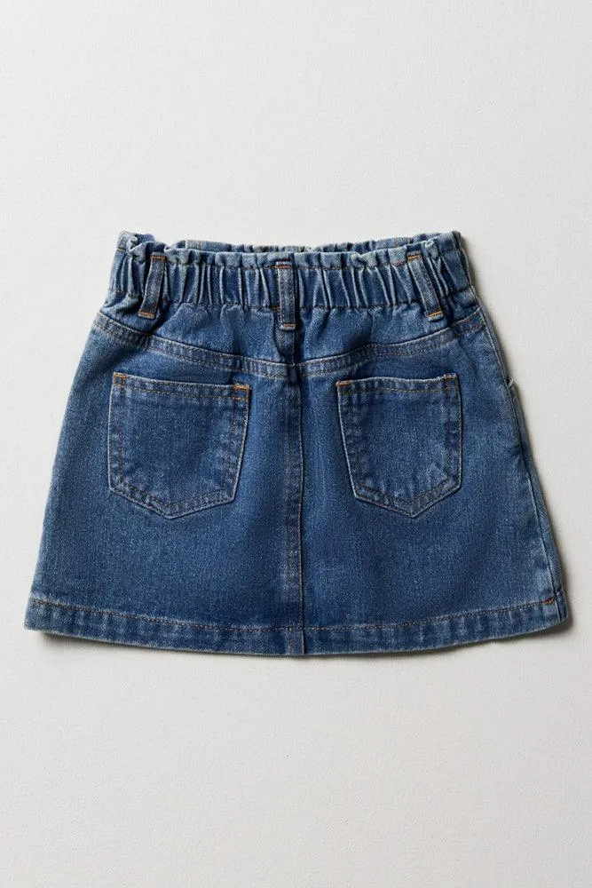 Paperbag Denim Skirt Blue