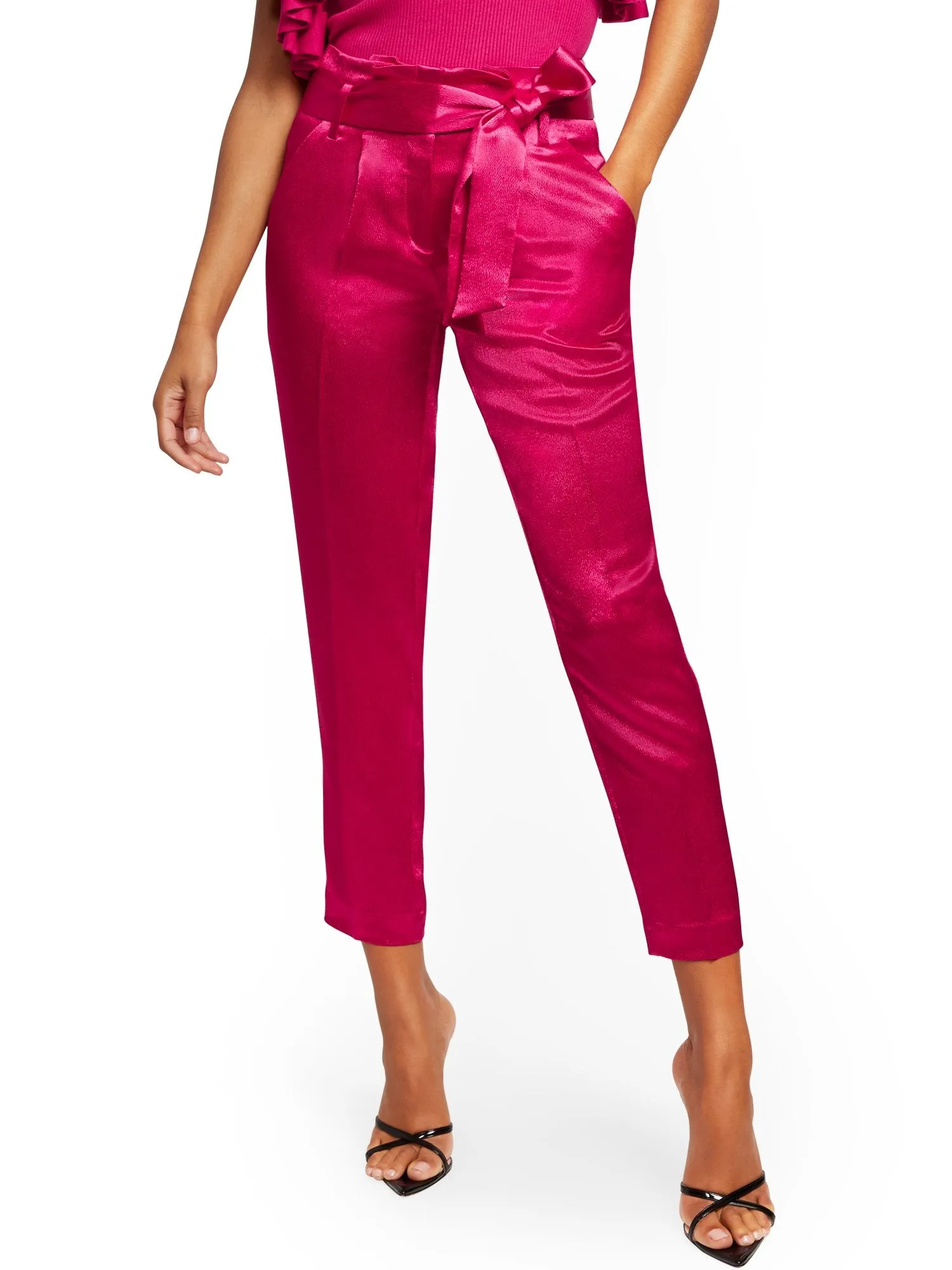 Paperbag-Waist Slim Pant with Tie