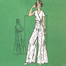 PDF - 1970s Pattern, Palazzo Pants and Wrap-Around Blouse -  Bust 32.5" (82.5cm) - Download