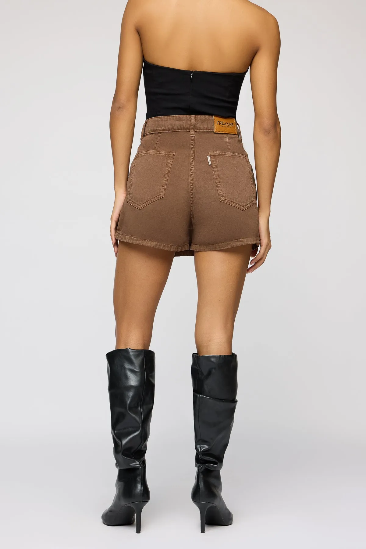 Pecan Brown Asymmetric Skorts
