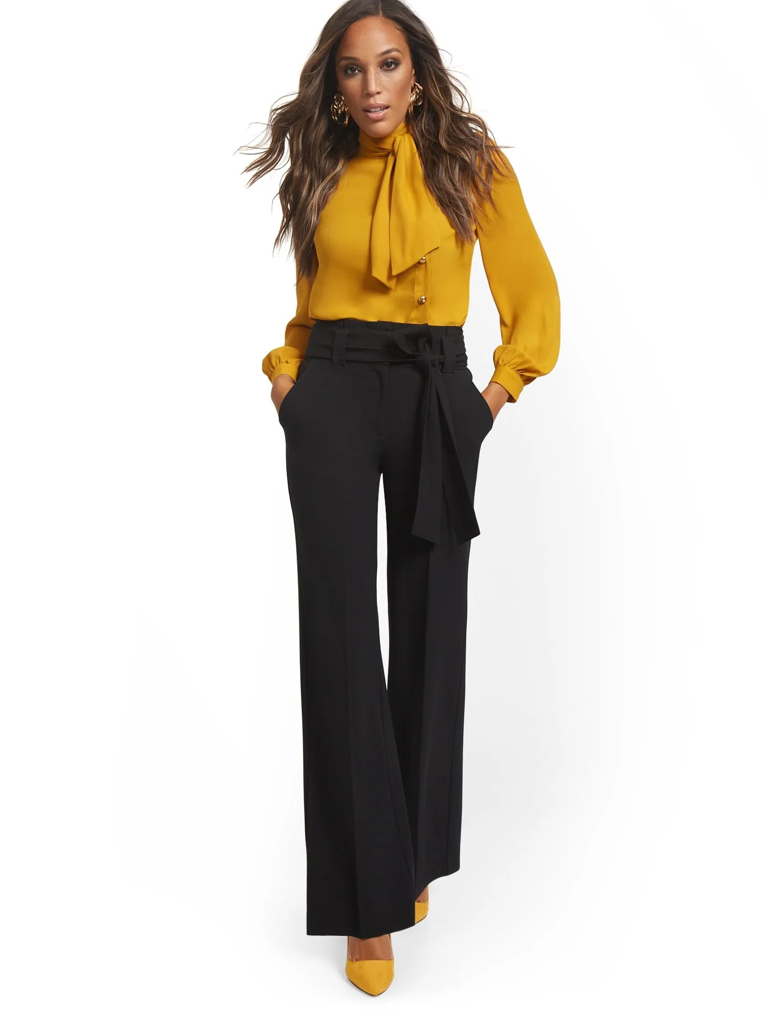 Petite Paperbag-Waist Wide-Leg Pant - 7th Avenue
