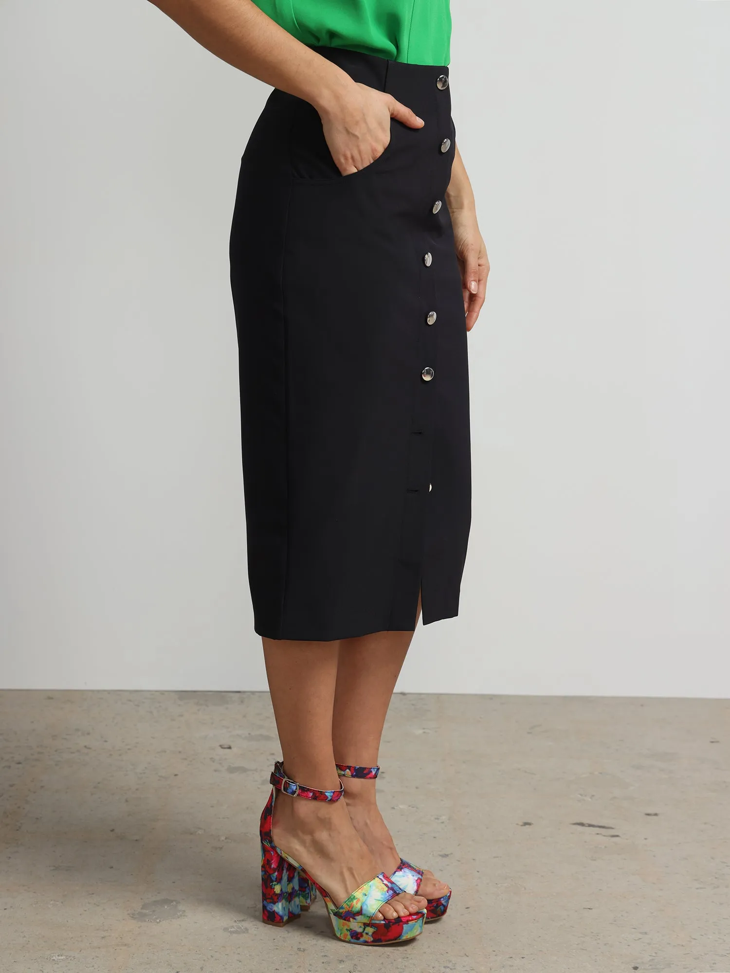 Petite Super High-Rise Button-Front Pencil Skirt - Fit To Flatter