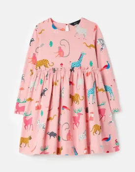 Pink Animals Hampton Long Sleeve Jersey Girls Dress | Joules