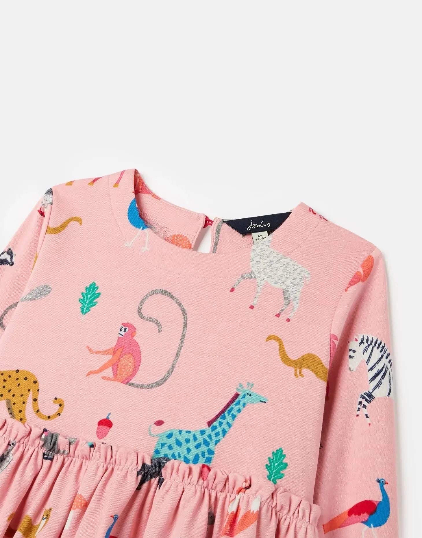 Pink Animals Hampton Long Sleeve Jersey Girls Dress | Joules