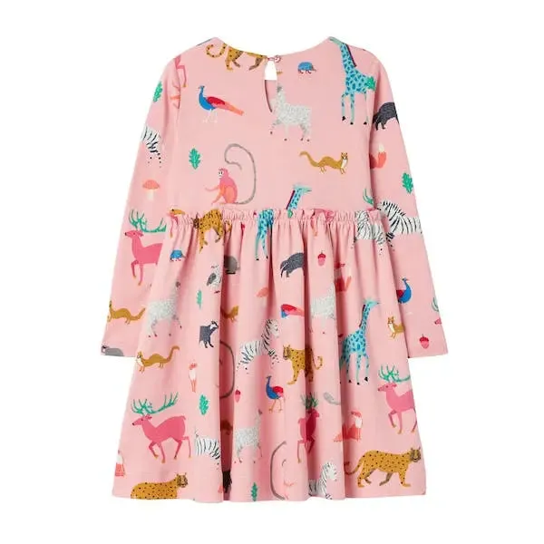 Pink Animals Hampton Long Sleeve Jersey Girls Dress | Joules