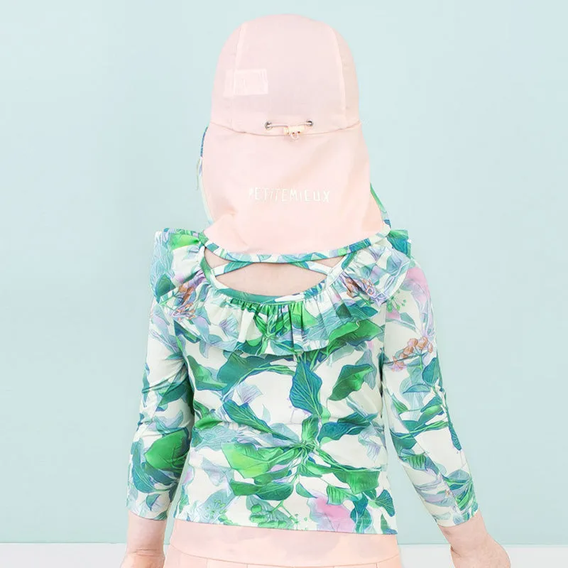 Pink Summer Garden Rashguard With Cap 3-piece Set 2307PM03