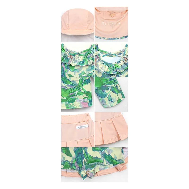 Pink Summer Garden Rashguard With Cap 3-piece Set 2307PM03