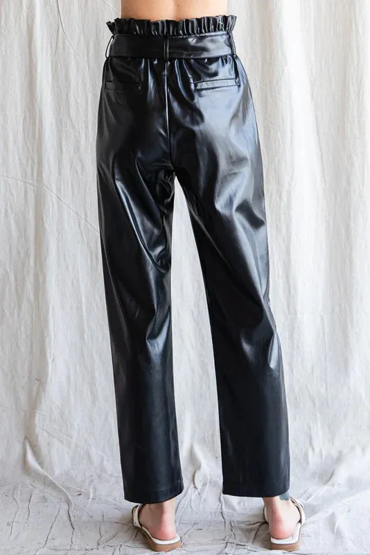 Pleather Favorite Black Paperbag Pants