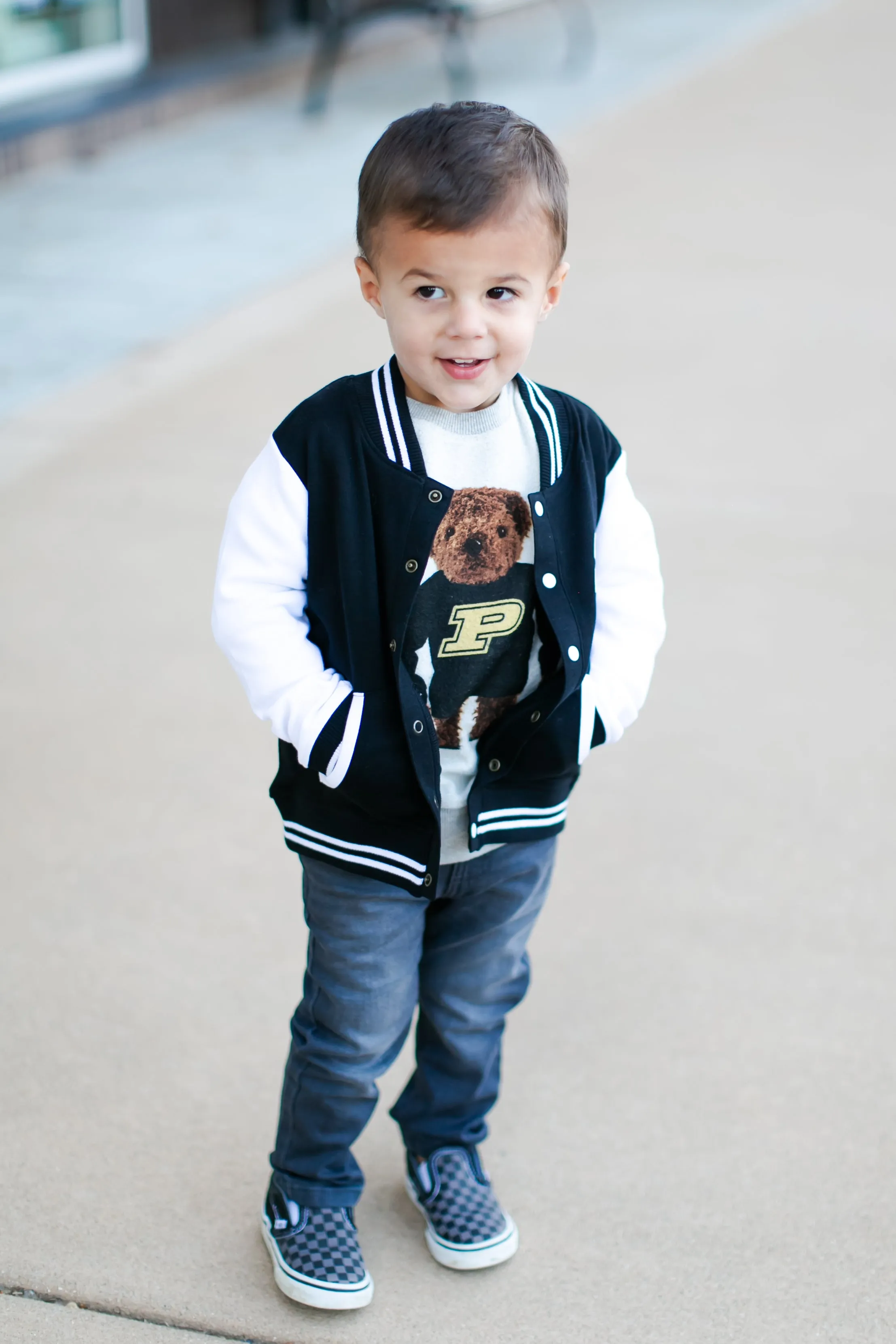 Purdue University Kids Varsity Jacket in Black