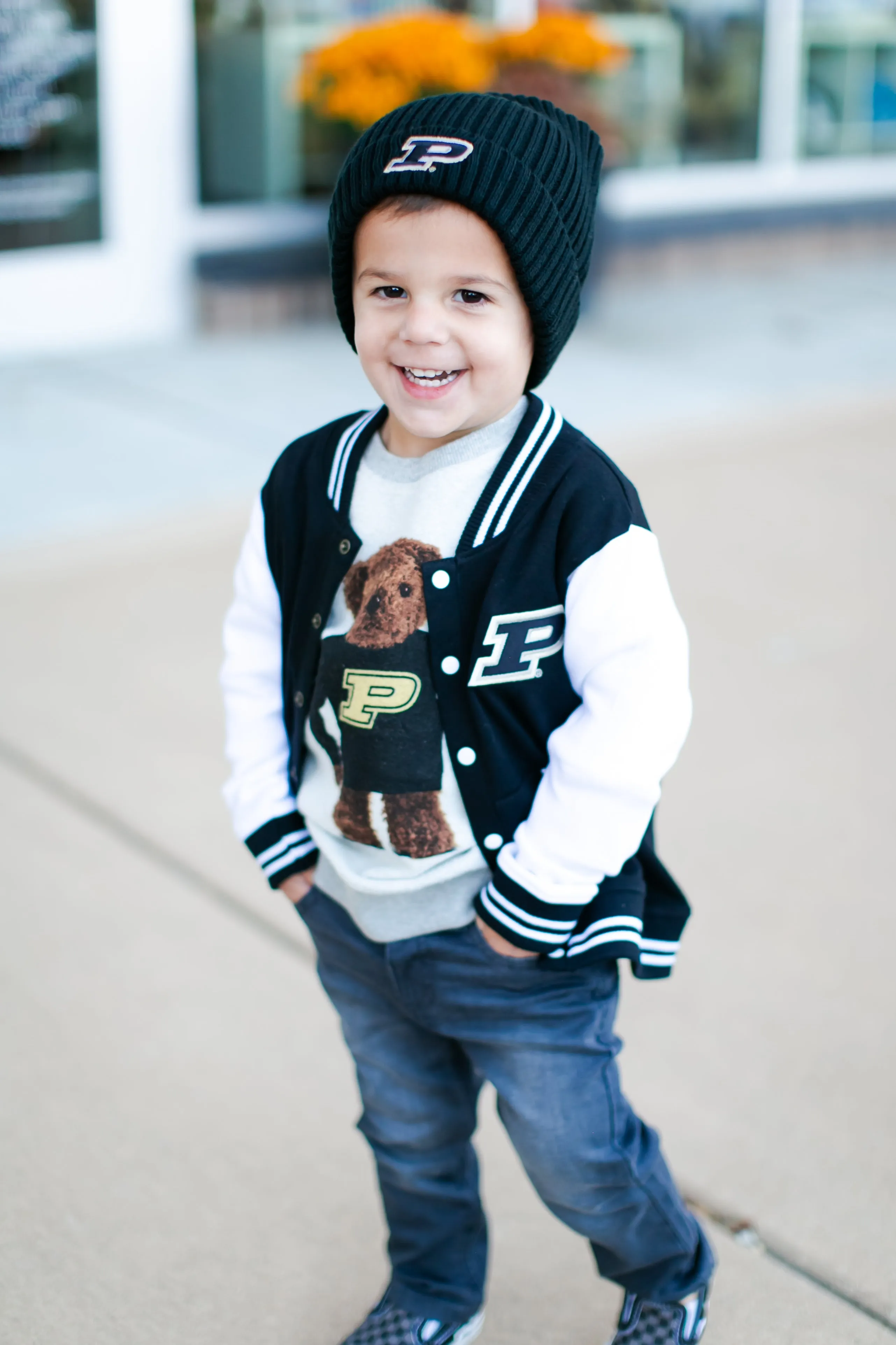 Purdue University Kids Varsity Jacket in Black