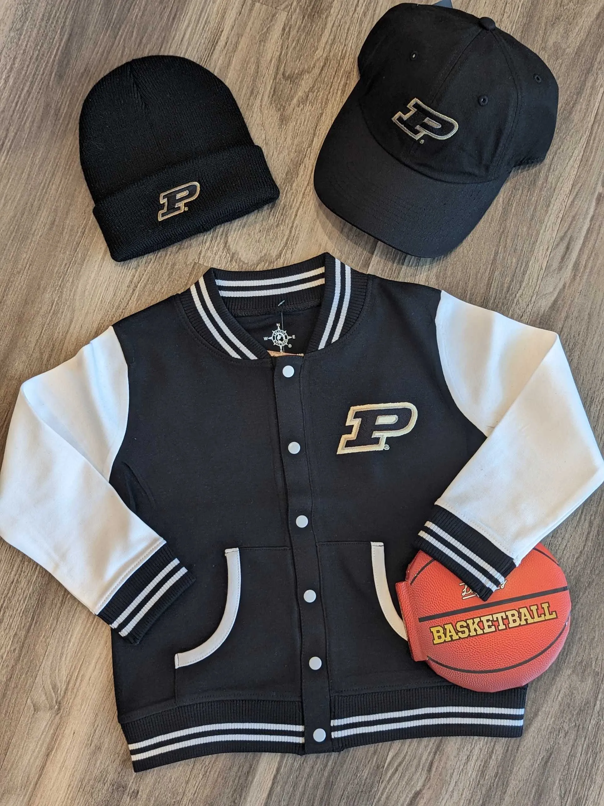 Purdue University Kids Varsity Jacket in Black