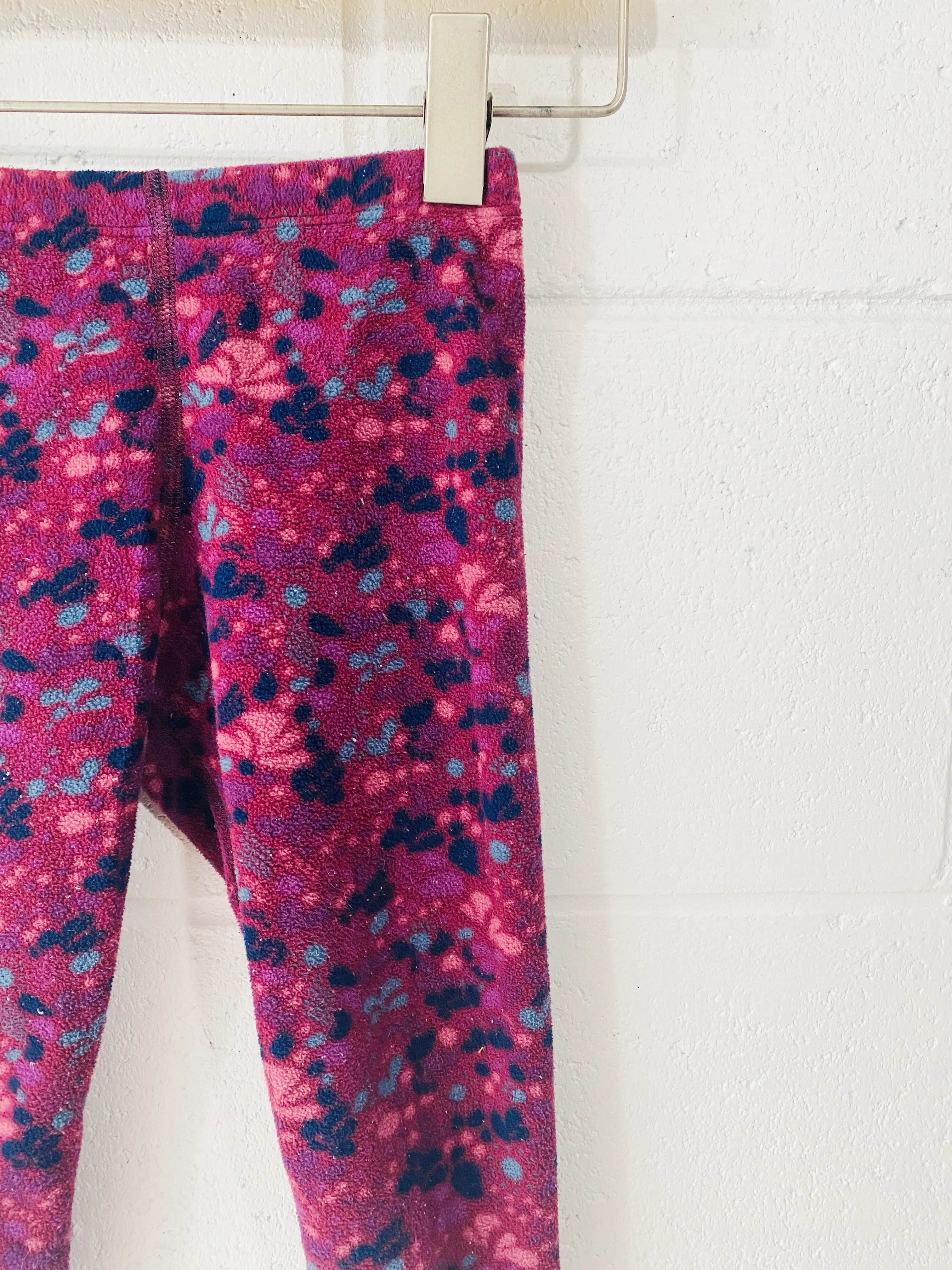 Purple Floral Fleece Leggings, 12 months