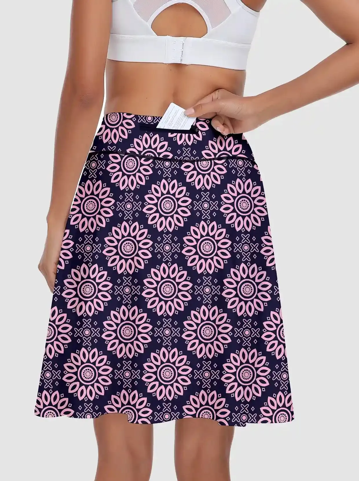 Purple Geometric Active Skorts with Inner Shorts and Pockets