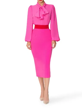 "Brigitte" Color Block Waist Pencil Skirt