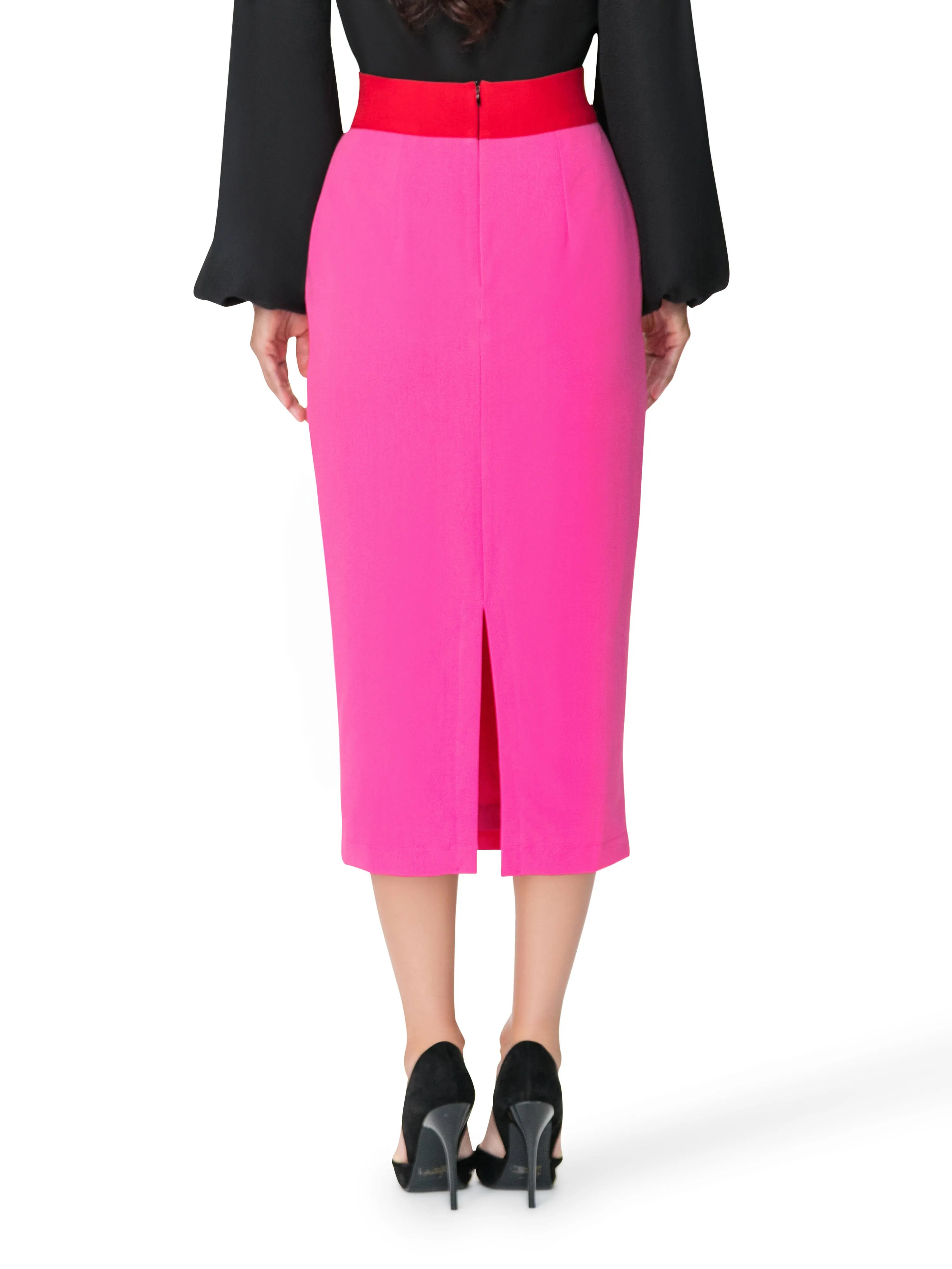 "Brigitte" Color Block Waist Pencil Skirt